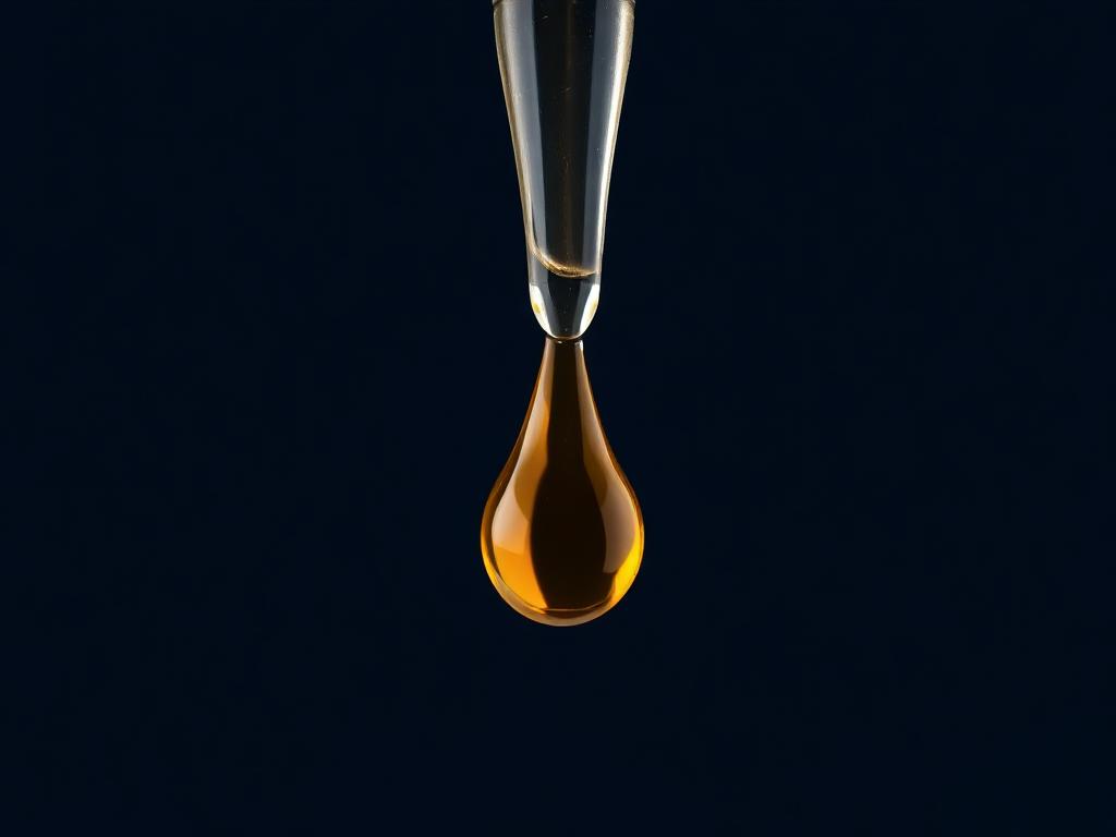 Close-up of a glass dropper releasing one drop of PRIME MAN Drops liquid formula